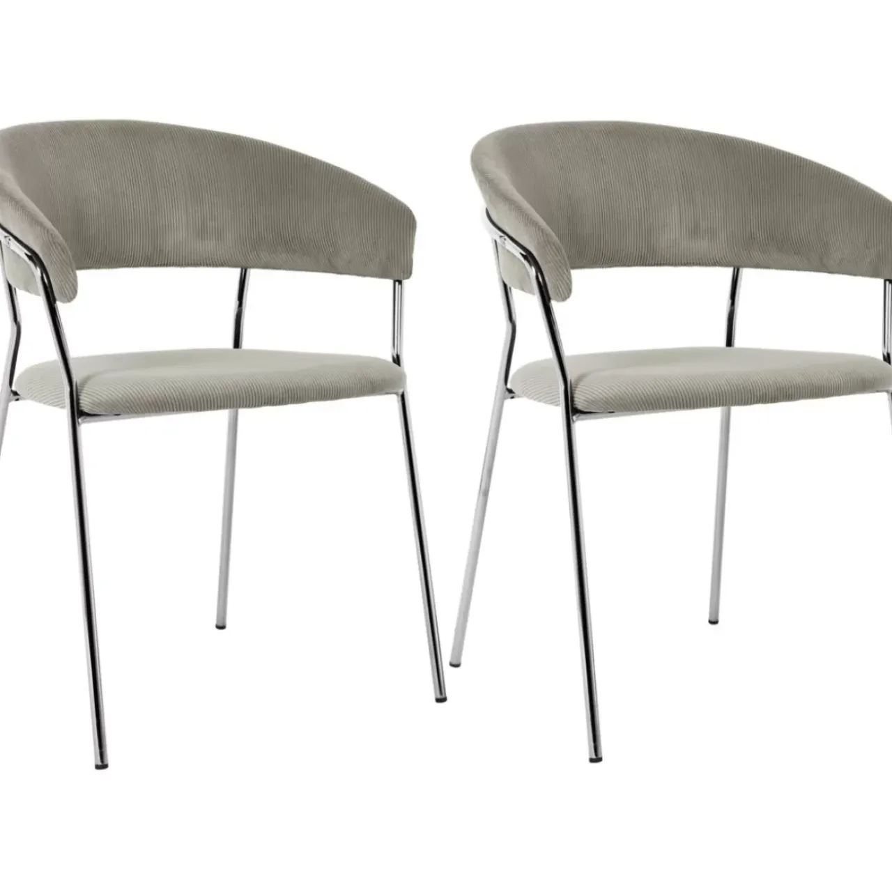 KARE Design Stühle-Armlehnstuhl Belle Cord Beige Chrom (2/Set)