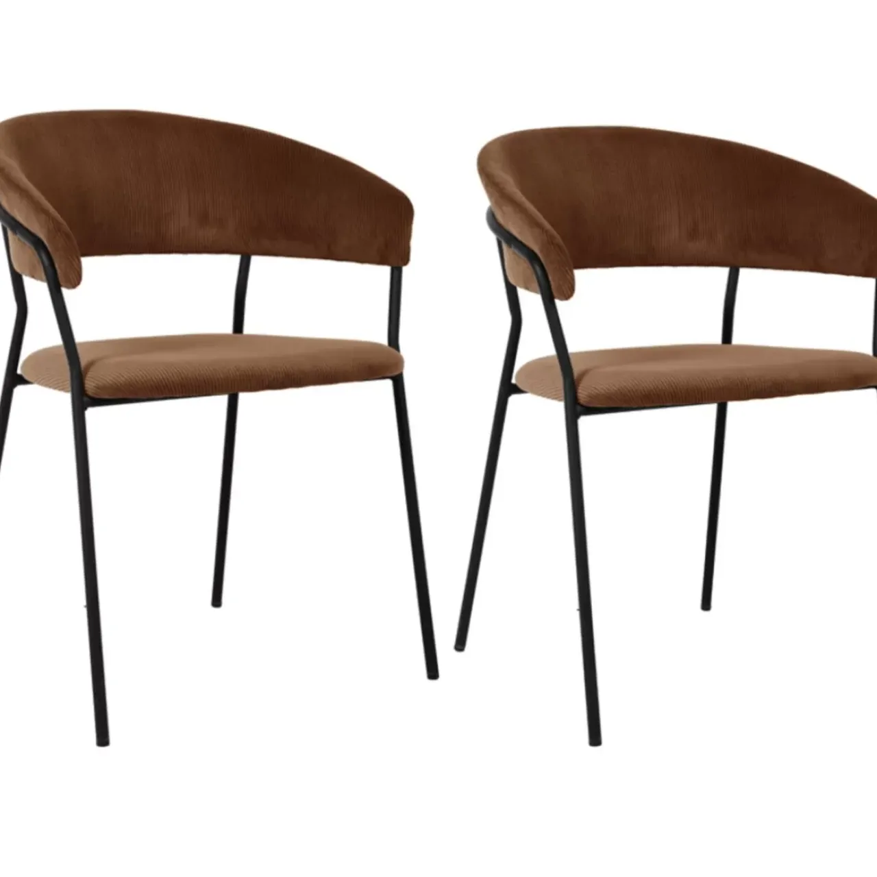 KARE Design Stühle-Armlehnstuhl Belle Cord Braun (2/Set)