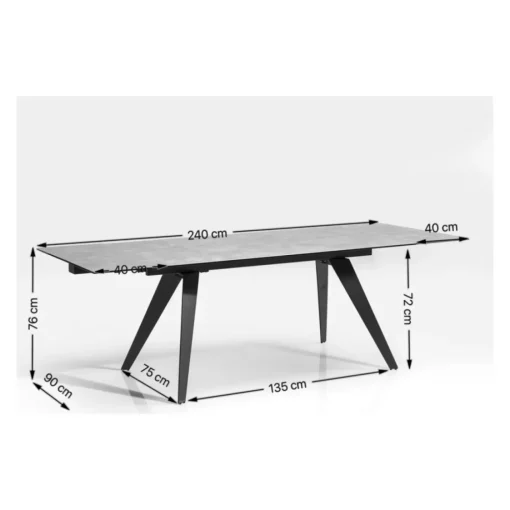 KARE Design Tische-Ausziehtisch Amsterdam Weiss 160(40+40)X90Cm