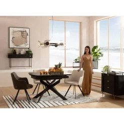 KARE Design Tische-Ausziehtisch Twist Schwarz 120(30+30)X90Cm