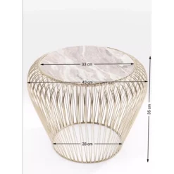 KARE Design Tische-Beistelltisch Beam Grau Marmor Messing O43Cm