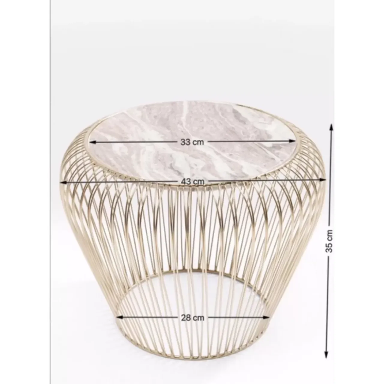 KARE Design Tische-Beistelltisch Beam Grau Marmor Messing O43Cm