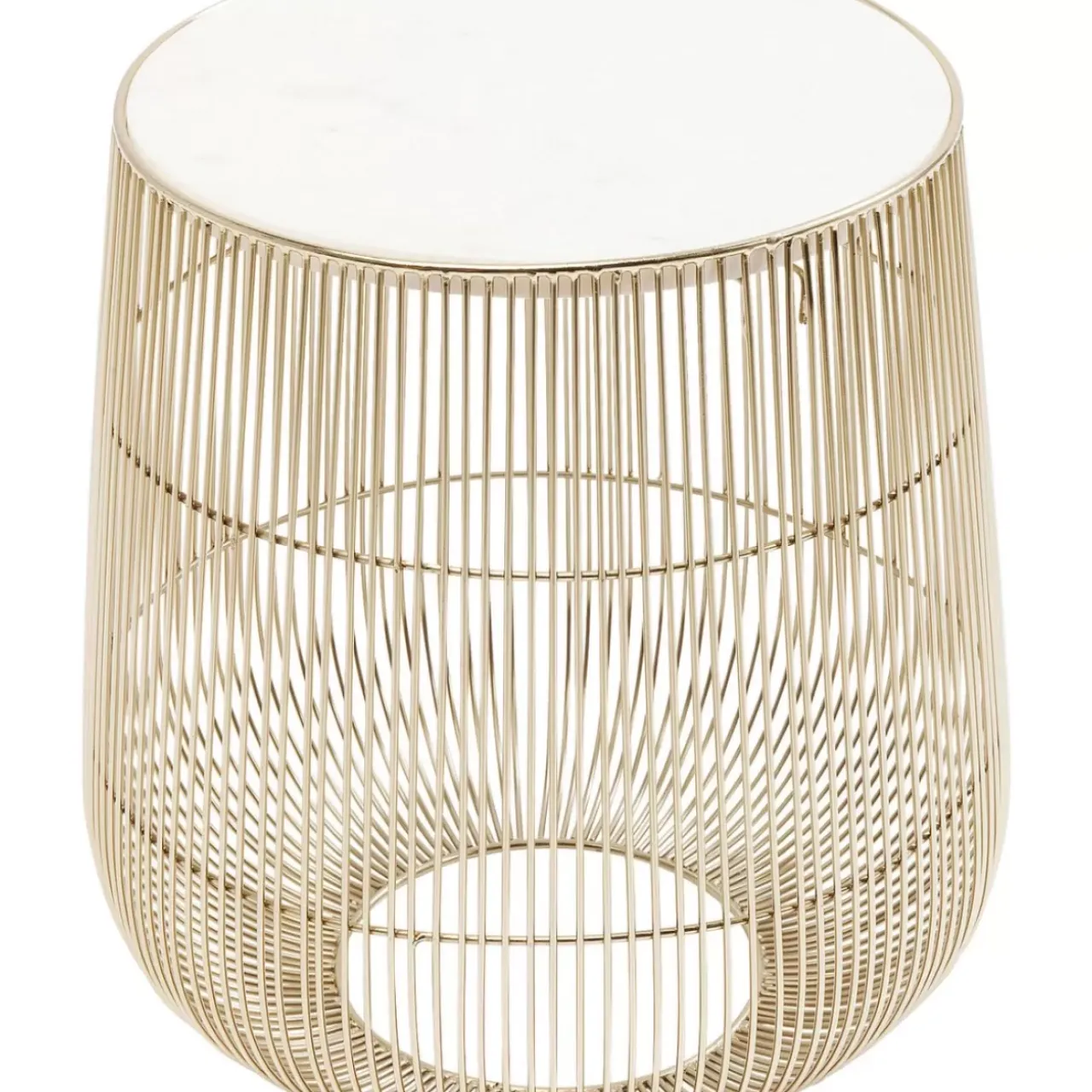 KARE Design Tische-Beistelltisch Beam Weiss Marmor Messing O32Cm