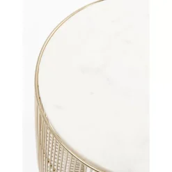 KARE Design Tische-Beistelltisch Beam Weiss Marmor Messing O32Cm