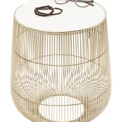 KARE Design Tische-Beistelltisch Beam Weiss Marmor Messing O32Cm