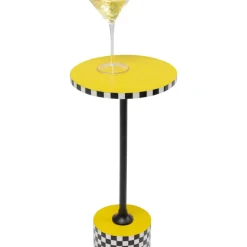 KARE Design Tische-Beistelltisch Domero Checkers Gelb O25Cm