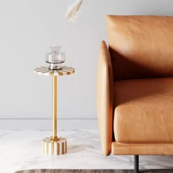 KARE Design Tische-Beistelltisch Domero Cirque Gold Weis O25Cm