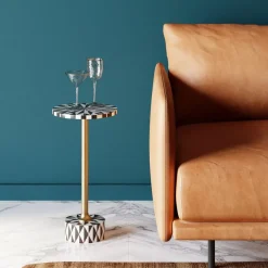 KARE Design Tische-Beistelltisch Domero Star Braun Weis O25Cm