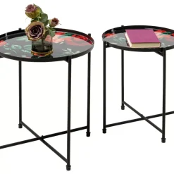 KARE Design Tische-Beistelltisch Flowers Garden Round (2/Set)