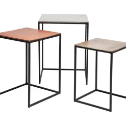 KARE Design Tische-Beistelltisch Loft Square Vintage (3/Set) 41X41Cm