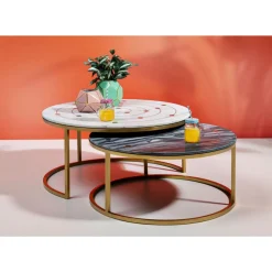 KARE Design Tische-Beistelltisch Mystic Round (2/Set) O90Cm