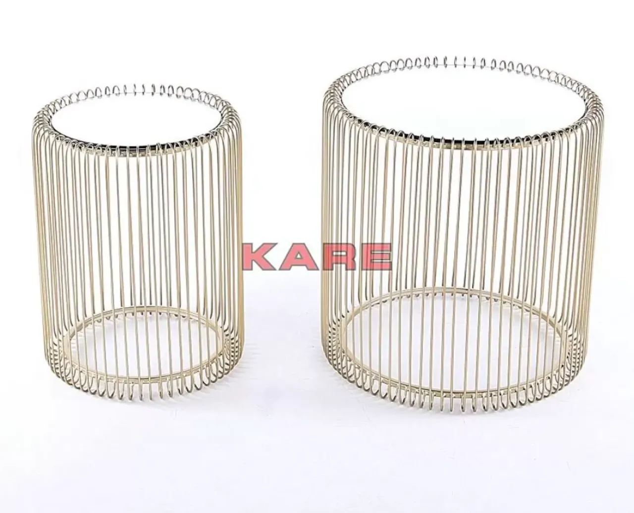 KARE Design Tische-Beistelltisch Wire Messing (2/Set) O44Cm