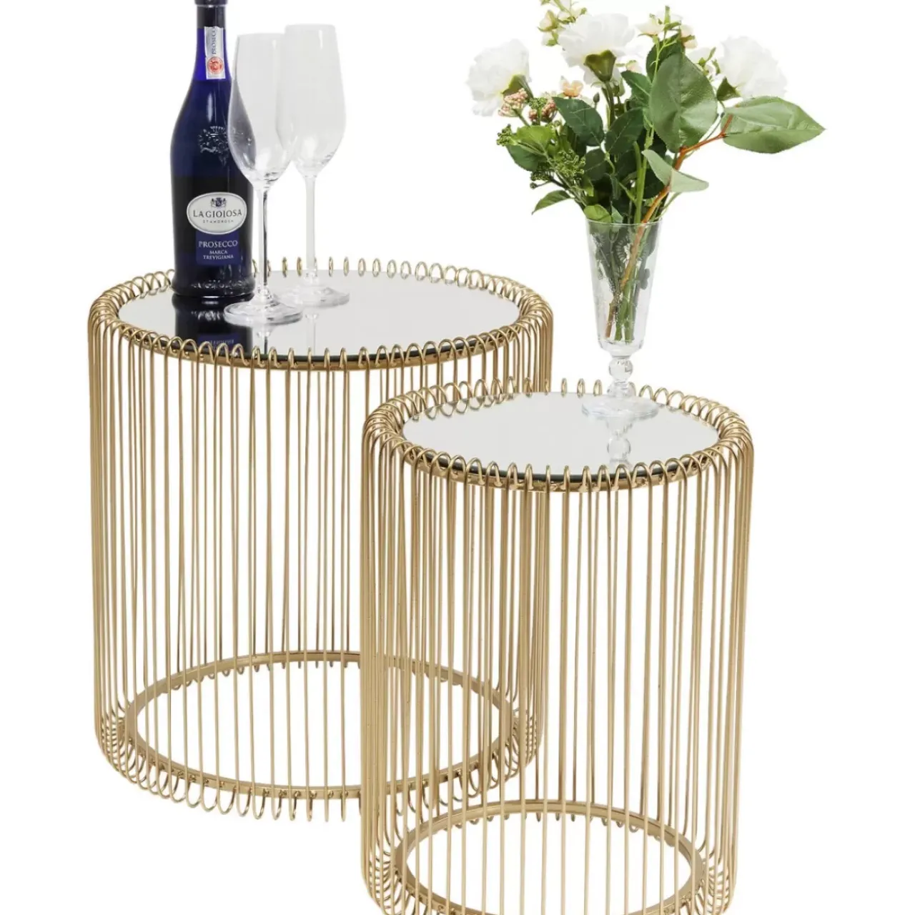 KARE Design Tische-Beistelltisch Wire Messing (2/Set) O44Cm