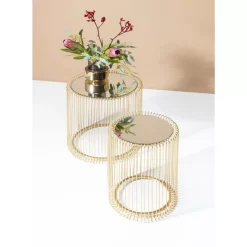 KARE Design Tische-Beistelltisch Wire Messing (2/Set) O44Cm