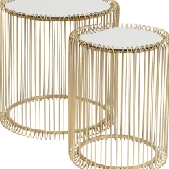 KARE Design Tische-Beistelltisch Wire Messing (2/Set) O44Cm
