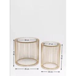 KARE Design Tische-Beistelltisch Wire Messing (2/Set) O44Cm