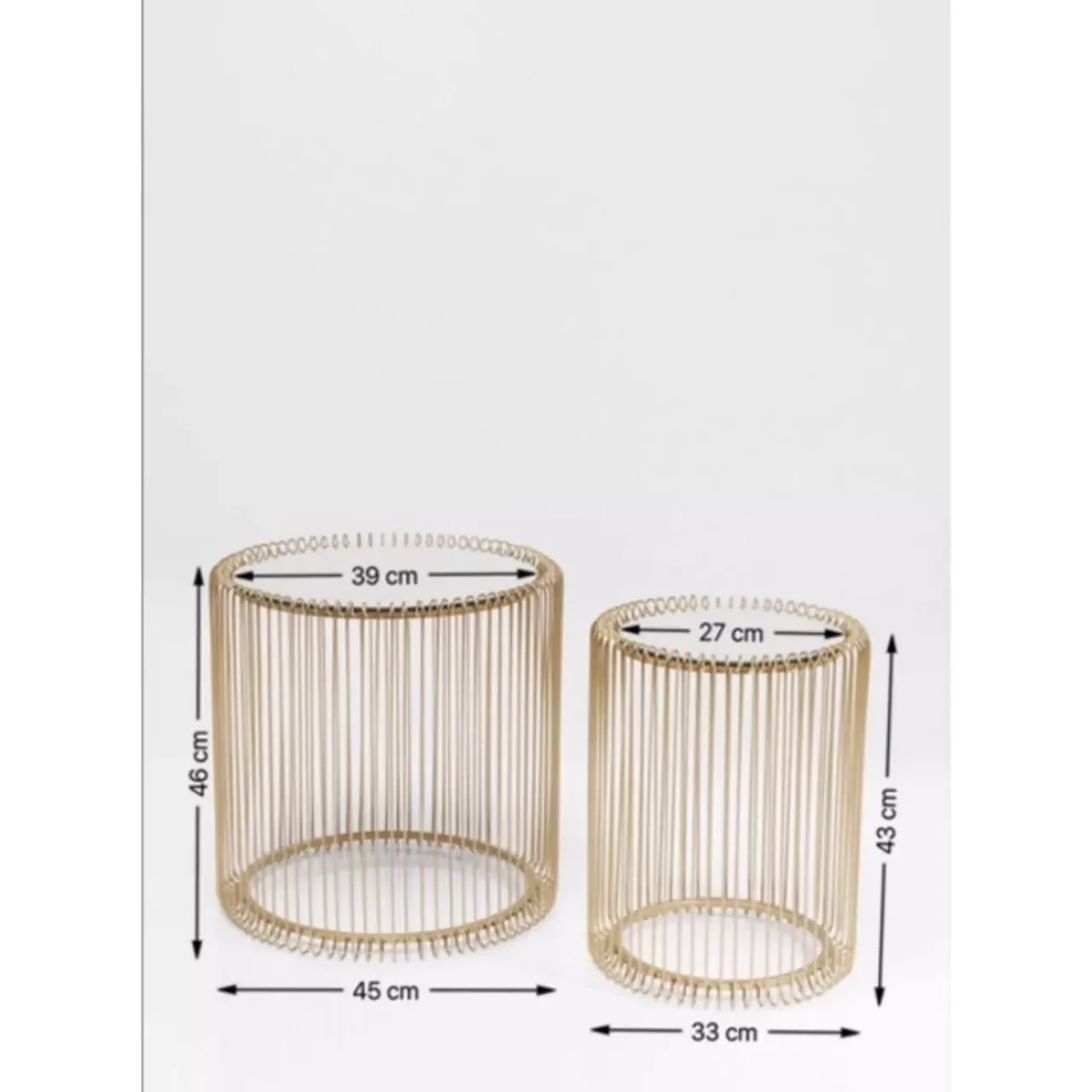 KARE Design Tische-Beistelltisch Wire Messing (2/Set) O44Cm