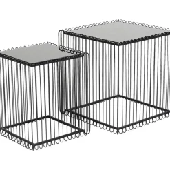 KARE Design Tische-Beistelltisch Wire Square Schwarz (2/Set) 45X45Cm