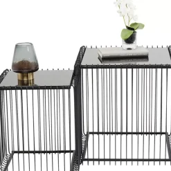 KARE Design Tische-Beistelltisch Wire Square Schwarz (2/Set) 45X45Cm
