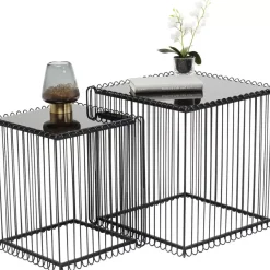 KARE Design Tische-Beistelltisch Wire Square Schwarz (2/Set) 45X45Cm