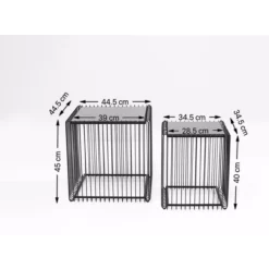 KARE Design Tische-Beistelltisch Wire Square Schwarz (2/Set) 45X45Cm