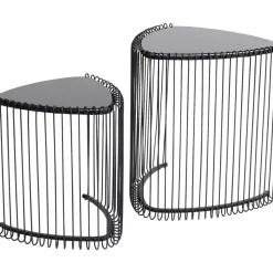 KARE Design Tische-Beistelltisch Wire Triangle Schwarz (2/Set)