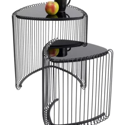 KARE Design Tische-Beistelltisch Wire Triangle Schwarz (2/Set)