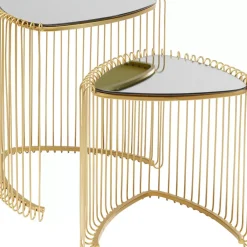 KARE Design Tische-Beistelltisch Wire Triangle Gold (2/Set)