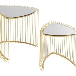 KARE Design Tische-Beistelltisch Wire Triangle Gold (2/Set)