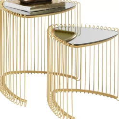 KARE Design Tische-Beistelltisch Wire Triangle Gold (2/Set)