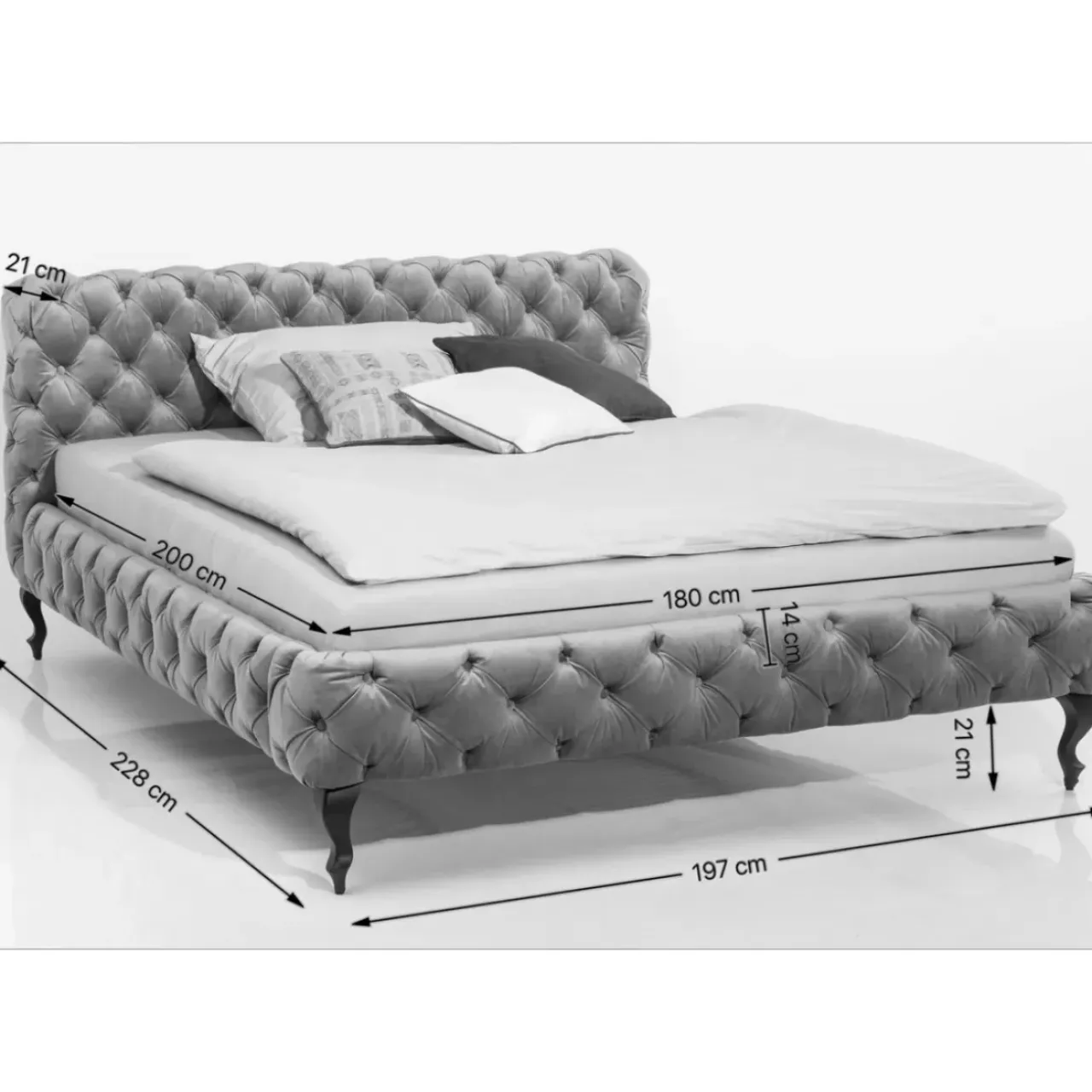 KARE Design Betten-Bett Desire Velvet Ecru 180X200Cm