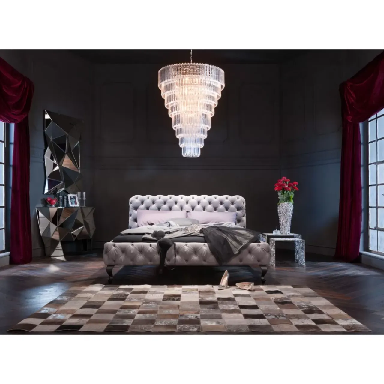 KARE Design Betten-Bett Desire Velvet Silbergrau 160X200 Cm