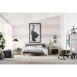 KARE Design Betten-Bett Desire Velvet Silbergrau 160X200 Cm