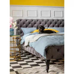 KARE Design Betten-Bett Desire Velvet Silbergrau 160X200 Cm