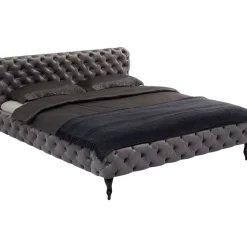 KARE Design Betten-Bett Desire Velvet Silbergrau 200X200Cm