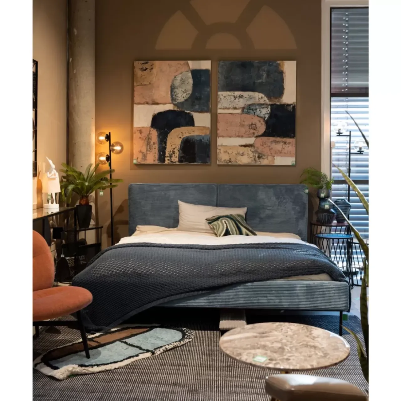 KARE Design Betten-Bett East Side Cord Blau 180X200Cm