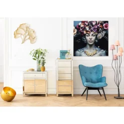 KARE Design Bilder-Bild Glas Flower Art Lady 120X120Cm