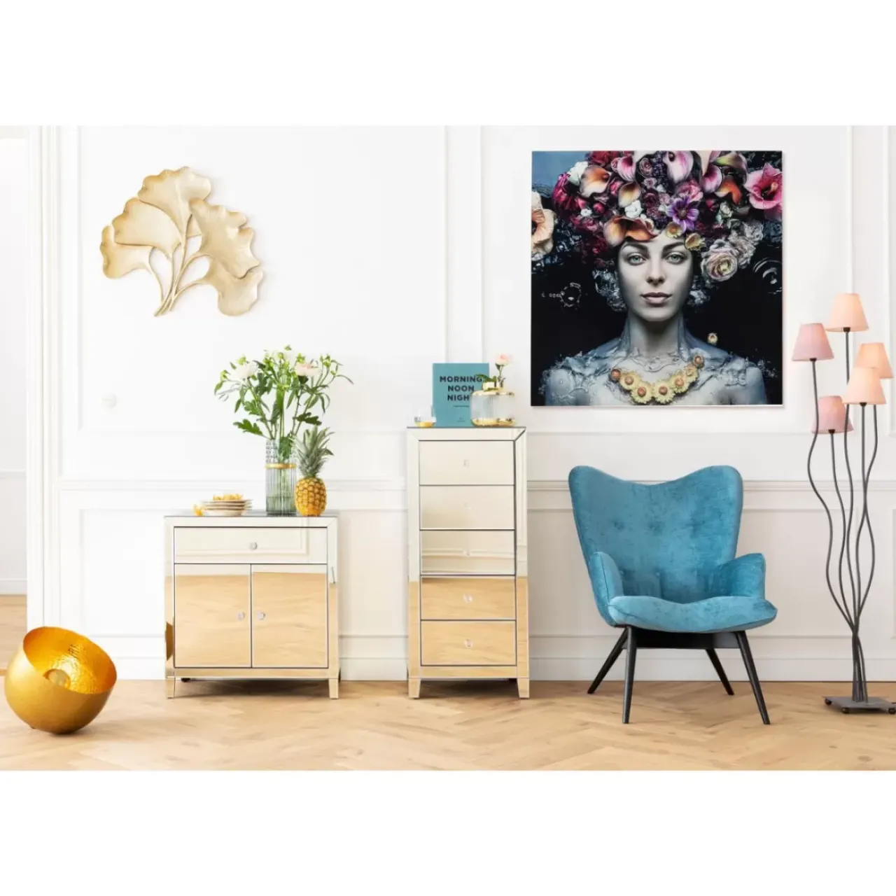 KARE Design Bilder-Bild Glas Flower Art Lady 120X120Cm