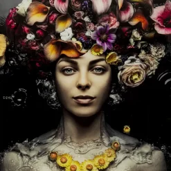 KARE Design Bilder-Bild Glas Flower Art Lady 80X80Cm