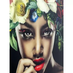 KARE Design Bilder-Bild Glas Pretty Flower Woman 100X100