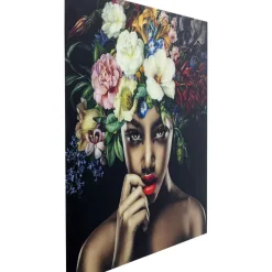 KARE Design Bilder-Bild Glas Pretty Flower Woman 100X100