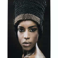 KARE Design Bilder-Bild Glas Royal Headdress Face 150X100Cm