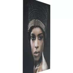 KARE Design Bilder-Bild Glas Royal Headdress Face 150X100Cm