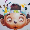 KARE Design Bilder-Bild Touched Boy With Butterflies 100X100Cm