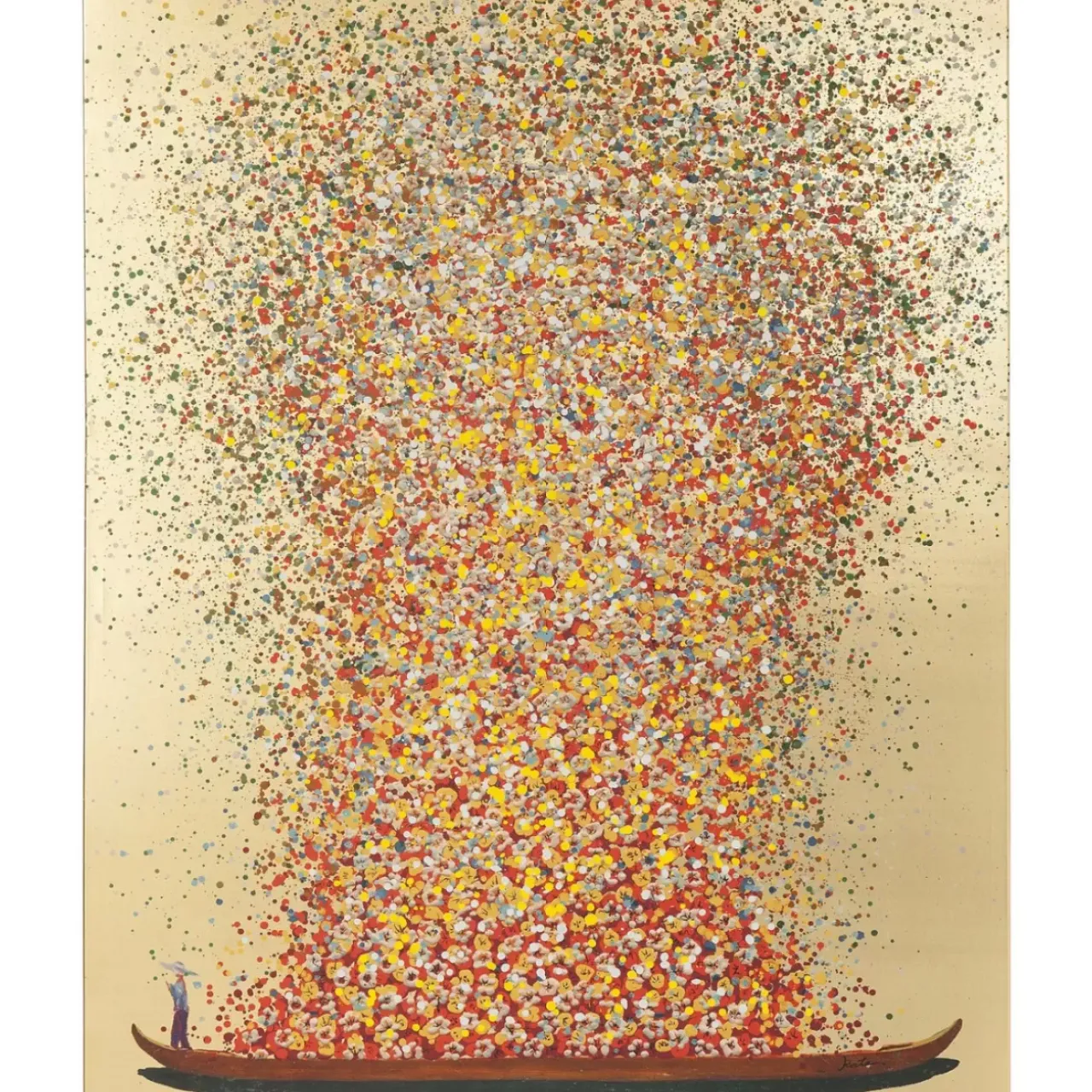 KARE Design Bilder-Bild Touched Flower Boat Gold Rot 80X100Cm