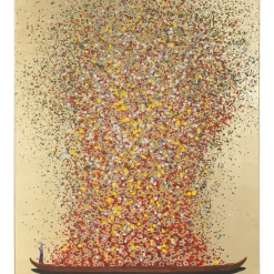 KARE Design Bilder-Bild Touched Flower Boat Gold Rot 120X160Cm