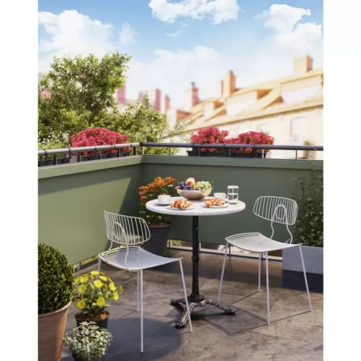 KARE Design Outdoormöbel-Bistrotisch Kaffeehaus Rund Weiss O60
