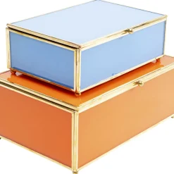 KARE Design Aufbewahrung & Ordnung-Box Neomi Orange Blau (2/Set)