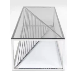 KARE Design Tische-Couchtisch Laser Silber Klarglas 120X60