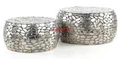 KARE Design Tische-Couchtisch Pebbles Deluxe Silber (2/Set)